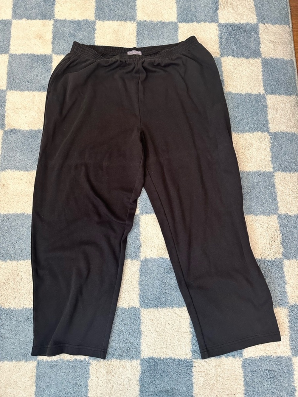 Laura Scott XL Petite Black Elastic Waist Pants Comfy Soft Gorpcore Athleisure